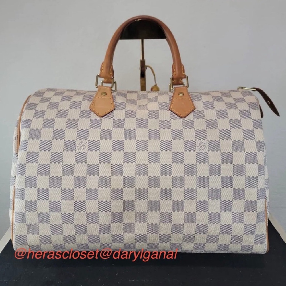 •LOUIS VUITTON• Damier Azur Speedy 35 handbag 2012